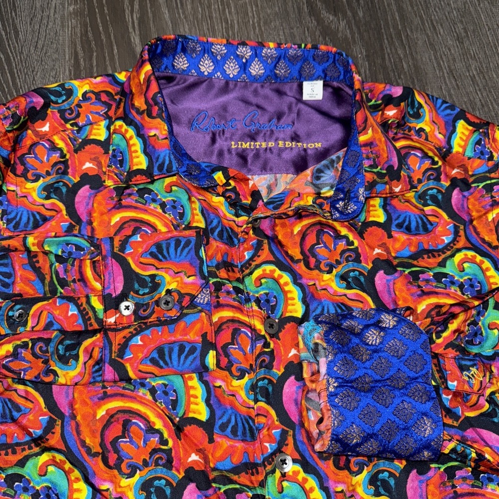 Robert Graham Interwoven Silk Baroque Paisley Limited Edition Shirt S EUC Flip